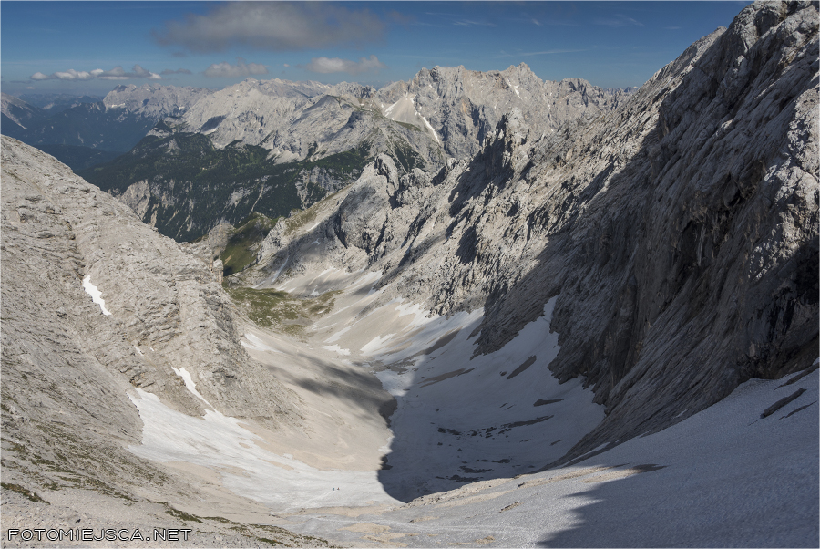 widok na Grießkar Jubiläumsgrat Grań Jubileuszowa z Alpspitze na Zugspitze Alpy Bawarskie